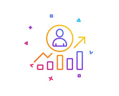 İş sonuçları simgesini satır. Kariyer büyüme grafik işareti. Degrade çizgi düğmesini. Kariyer merdiven simgesi tasarım. Renkli geometrik şekiller. Vektör