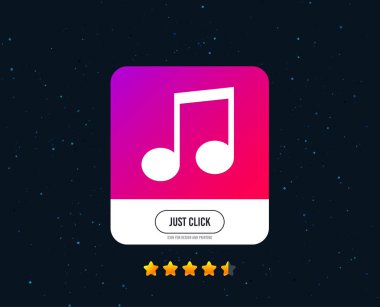 Müzik Not işareti simgesi. Müzik simgesi. Web veya Internet simgesi tasarım. Derecelendirme yıldız. Düğmesini tıklatın. Müzik vektör