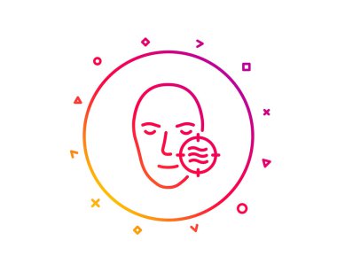 Sorun yüz cilt satırı simgesi. Yüz Bakımı imzalamak. Hedef simgesi. Degrade desen çizgi düğmesini. Sorun cilt simgesi tasarım. Geometrik şekiller. Vektör