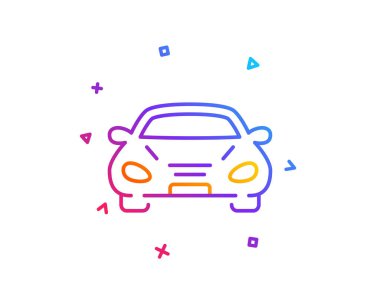 Araba taşıma satırı simgesi. Ulaşım araç işareti. Sürüş sembolü. Degrade çizgi düğmesini. Araba simgesi tasarım. Renkli geometrik şekiller. Vektör