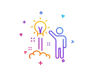 Yaratıcı bir fikir satırı simgesi. İnsan başlatma başlangıç işareti. İlham sembolü. Degrade çizgi düğmesini. Yaratıcı bir fikir simgesi tasarım. Renkli geometrik şekiller. Vektör