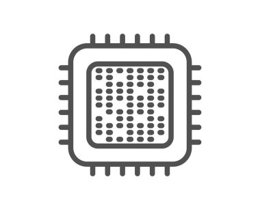 CPU işlemci satırı simgesi. Bilgisayar bileşeni işareti. Kalite tasarım düz app öğesi. Düzenlenebilir kontur Cpu işlemci simgesini. Vektör
