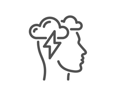 Mindfulness satırı simgesi. Psikoloji işareti. Bulut fırtına sembolü. Kalite tasarım düz app öğesi. Düzenlenebilir kontur Mindfulness stres simgesini. Vektör