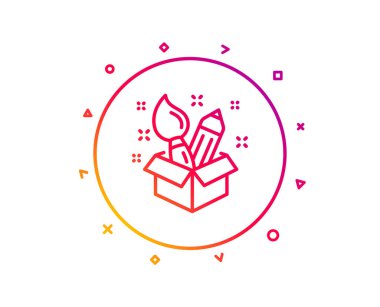 Yaratıcılık satırı simgesi. Fikir işareti tasarlayın. Fırça ve kurşun kalem simgesi. Degrade desen çizgi düğmesini. Simge tasarlamak yaratıcılık. Geometrik şekiller. Vektör