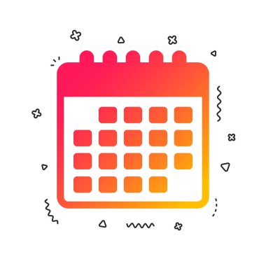 Takvim simgesini. Olay hatırlatıcı sembolü. Renkli geometrik şekiller. Degrade takvim simgesi tasarım. Vektör