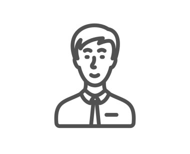 Adam satırı simgesi. Kullanıcı ya da işadamı kişi işareti. Erkek siluet simge. Kalite tasarım düz app öğesi. Düzenlenebilir kontur işadamı kişi simgesi. Vektör