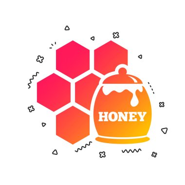 Pot ve petek işareti simgesini tatlım. Tatlım hücreleri sembolü. Tatlı doğal gıda. Renkli geometrik şekiller. Degrade tatlım simgesi tasarım. Vektör