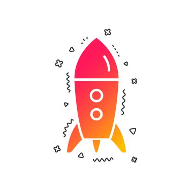 Yukarı simgesi başlatın. Başlangıç iş roket işareti. Renkli geometrik şekiller. Degrade roket simgesi tasarım. Vektör