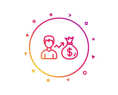 İşadamı kazanç satırı simgesi. Dolar para çantası işareti. Degrade desen çizgi düğmesini. Sallary simgesi tasarım. Geometrik şekiller. Vektör