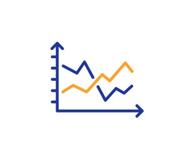 Diyagram grafik satırı simgesi. Sunuyu grafik işareti. Pazar analytics sembolü. Renkli anahat kavramı. Mavi ve turuncu ince çizgi renk diyagramı grafik simgesi. Vektör