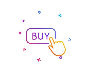 Satınalma satırı simgesini tıklatın. Online alışveriş işareti. E-ticaret işlem simgesi. Degrade çizgi düğmesini. Düğme simgesi tasarım satın. Renkli geometrik şekiller. Vektör