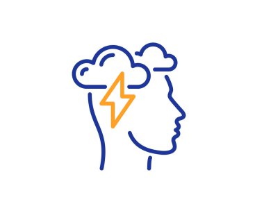 Mindfulness satırı simgesi. Psikoloji işareti. Bulut fırtına sembolü. Renkli anahat kavramı. Mavi ve turuncu ince çizgi renk Mindfulness stres simgesi. Vektör