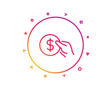 Madeni para satırı simgesi tutun. Para birimi işareti bankacılık. Dolar veya Usd sembolü. Degrade desen çizgi düğmesini. Ödeme simgesi tasarım. Geometrik şekiller. Vektör