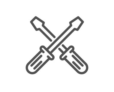 Tornavida satırı simgesi. Hizmet işaret onarın. Araçlar simgesi düzelt. Kalite tasarım düz app öğesi. Düzenlenebilir kontur Screwdriverl simgesi. Vektör