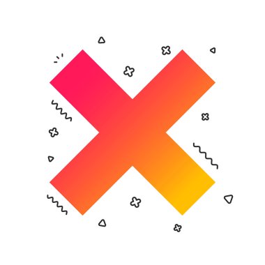 İşareti simgesi silin. Çıkarmak düğme. Renkli geometrik şekiller. Degrade kaldır simgesi tasarım. Vektör