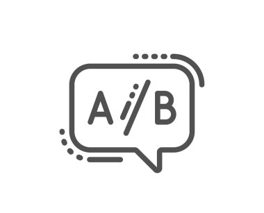 AB test satırı simgesi. UI test sohbet kabarcık işaret. Kalite tasarım düz app öğesi. Düzenlenebilir kontur Ab test simgesini. Vektör