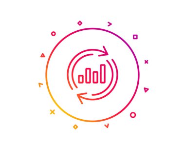 Grafik satırı simgesi. Rapor grafik veya satış büyüme işareti güncelleştirin. Analizi ve istatistik veri sembolü. Degrade desen çizgi düğmesini. Veri simgesi tasarım güncelleştirin. Geometrik şekiller. Vektör