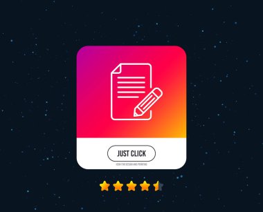 Geri bildirim satırı simgesi. Kalem işareti ile sayfa. Copywriting sembolü. Web veya Internet hattı simgesi tasarım. Derecelendirme yıldız. Düğmesini tıklatın. Vektör