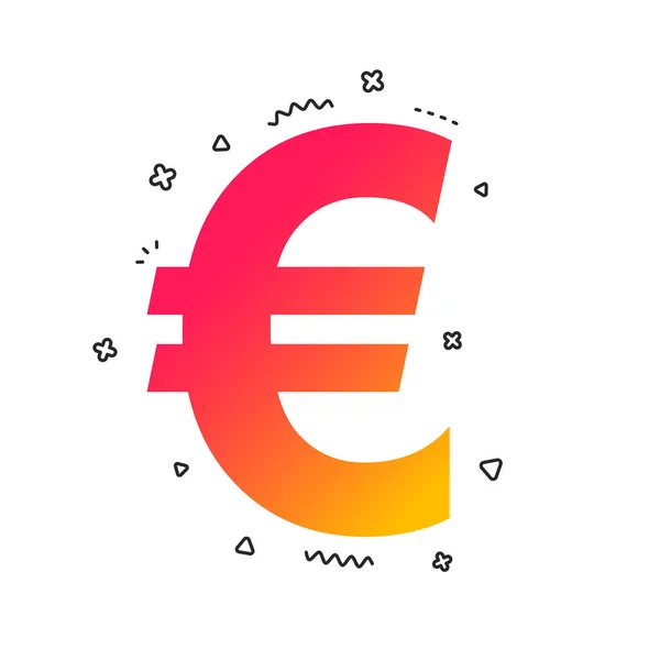 Signo Euro Icono Eur Símbolo Moneda Etiqueta Dinero Formas Geométricas — Vector de stock