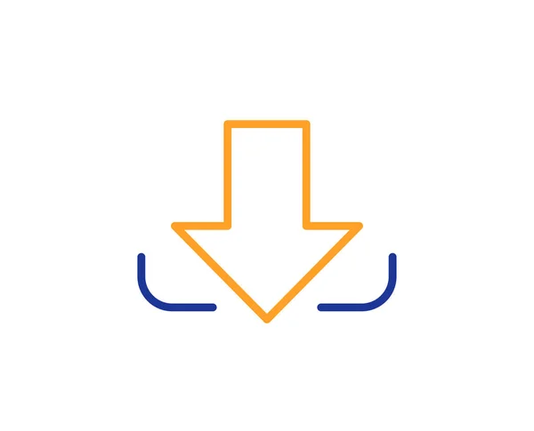 下载箭头图标 向下箭头符号 方向或指针符号 五颜六色的轮廓概念 蓝色和橙色细线颜色图标 下载向量 — 图库矢量图片