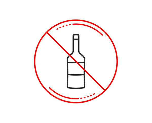 いいえまたは一時停止の標識 ワインの瓶ライン アイコン メルロやカベルネ ソーヴィニヨン記号 注意禁止禁止停止記号です アイコン デザインはありません ベクトル — ストックベクタ