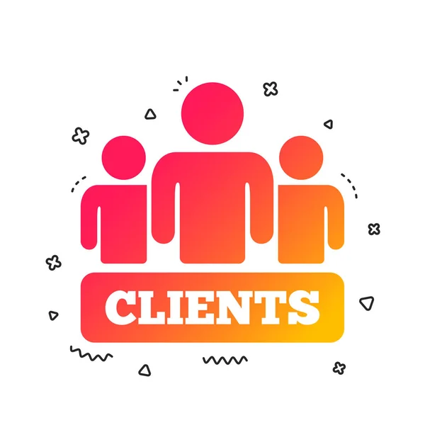 Clients Sign Icon Group People Symbol Colorful Geometric Shapes Gradient — Stock Vector