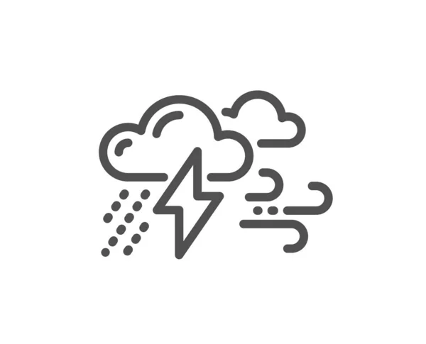 Clouds Raindrops Lightning Wind Line Icon Bad Weather Sign Quality — Stock Vector