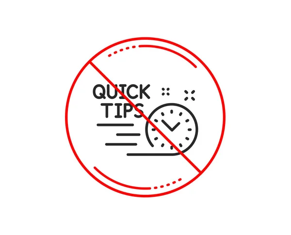 Stop Sign Quick Tips Line Icon Helpful Tricks Sign Tutorials — Stock Vector