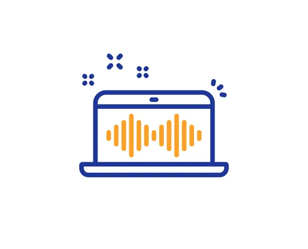 音楽作る線のアイコン アプリの記号 音楽的な装置の記号です カラフルな概要の概念 青とオレンジ色の細い線の色アイコン ベクトルを作る音楽 — ストックベクタ