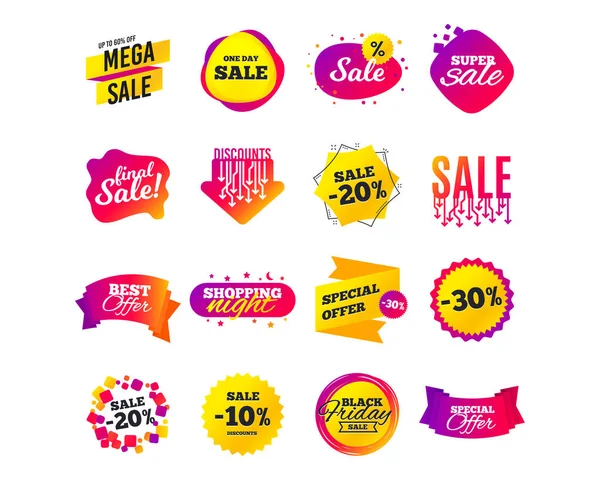 Colorful Creative Advertising Discounts Symbols — Stock Vector