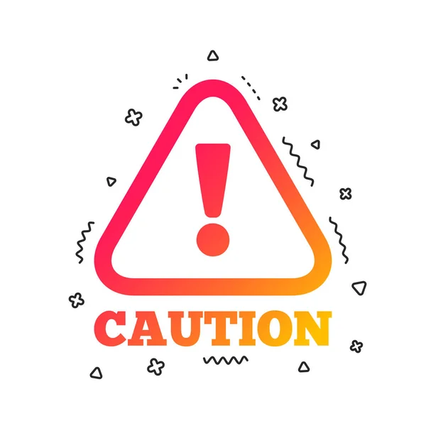 Attention caution sign icon. Exclamation mark. Hazard warning symbol. Colorful geometric shapes. Gradient caution icon design.  Vector