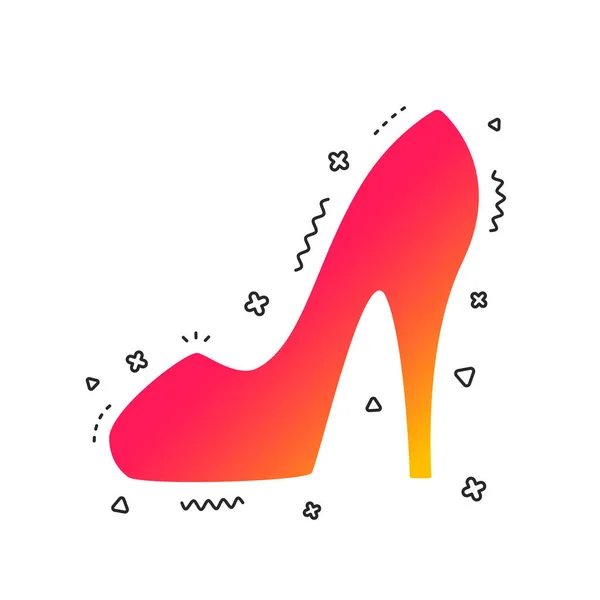 Frauen Unterschreiben Frauenschuh Ikone Schuhe Mit Hohen Absätzen Farbenfrohe Geometrische — Stockvektor