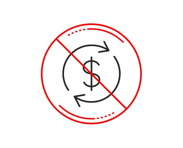 Stop Sign Currency Exchange Line Icon Money Transfer Sign Dollar — Stock Vector
