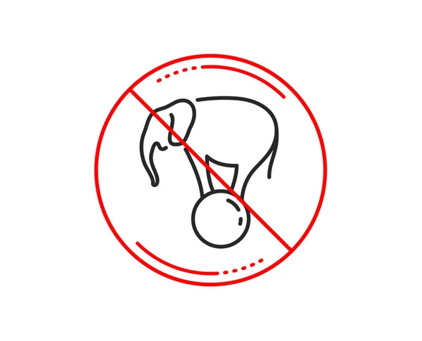 Pas Stop Signe Éléphant Sur Icône Ligne Balle Signe Cirque — Image vectorielle