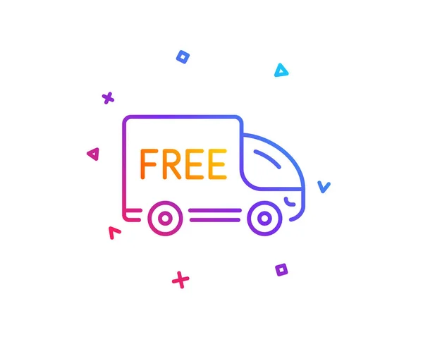 免费送货线路图标 购物卡车标志 清除符号 渐变线按钮 免费送货图标设计 五颜六色的几何形状 — 图库矢量图片