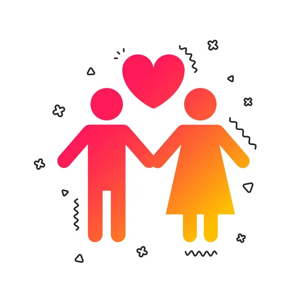 Couple Sign Icon Male Love Female Lovers Heart Colorful Geometric — Stock Vector