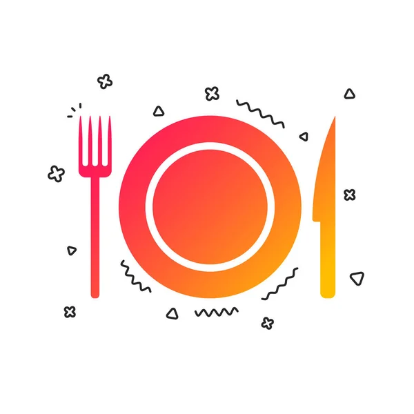Lebensmittelzeichen Symbol Bestecksymbol Messer Und Gabel Schüssel Vorhanden Farbenfrohe Geometrische — Stockvektor