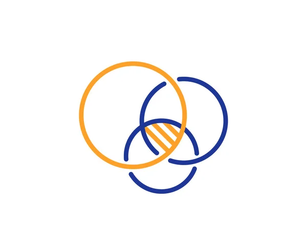 オイラー図線アイコン オイラーは円記号です 関係図の記号 カラフルな概要の概念 青とオレンジ色の細い線色オイラー図アイコンです ベクトル — ストックベクタ