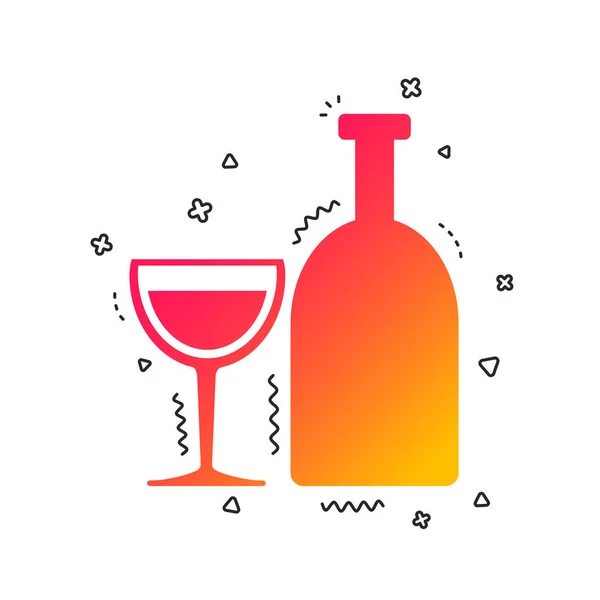 Alcohol Teken Pictogram Drink Symbool Fles Met Glas Kleurrijke Geometrische — Stockvector