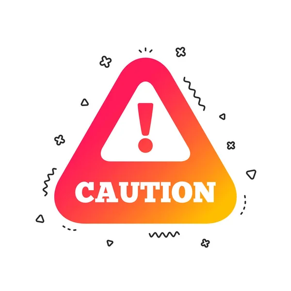 Attention caution sign icon. Exclamation mark. Hazard warning symbol. Colorful geometric shapes. Gradient caution icon design.  Vector