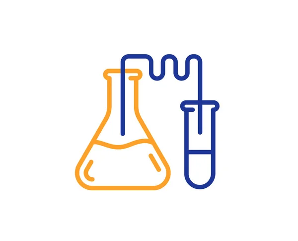 医学化学实验室线图标 医学实验室标志 五颜六色的轮廓概念 蓝色和橙色细线颜色化学实验室图标 — 图库矢量图片