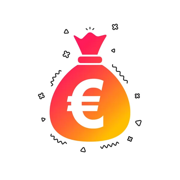 Money Bag Sign Icon Euro Eur Currency Symbol Colorful Geometric — Stock Vector