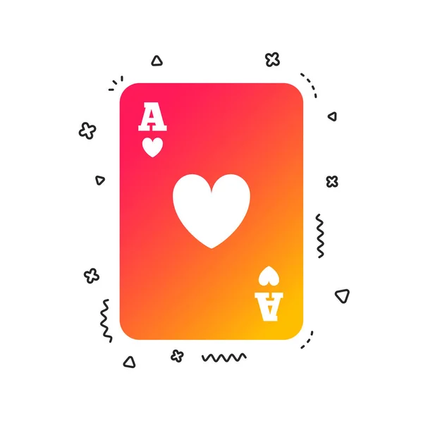 娱乐场标志图标 玩牌符号 心的王牌 五颜六色的几何形状 渐变扑克牌图标设计 — 图库矢量图片