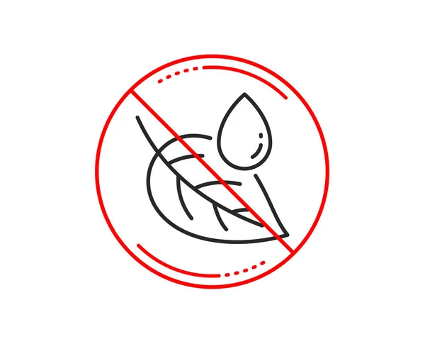 没有或停止标志 叶子与水滴线图标 自然植物露水标志 环保标志 注意禁止禁止停止符号 无图标设计 — 图库矢量图片