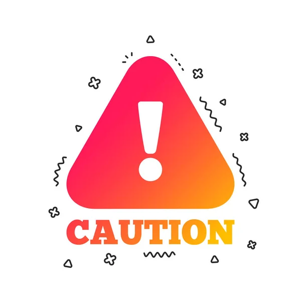 Attention caution sign icon. Exclamation mark. Hazard warning symbol. Colorful geometric shapes. Gradient caution icon design.  Vector