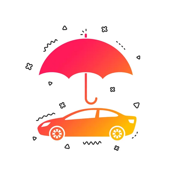 Icono Signo Seguro Coche Símbolo Protección Formas Geométricas Coloridas Diseño — Vector de stock