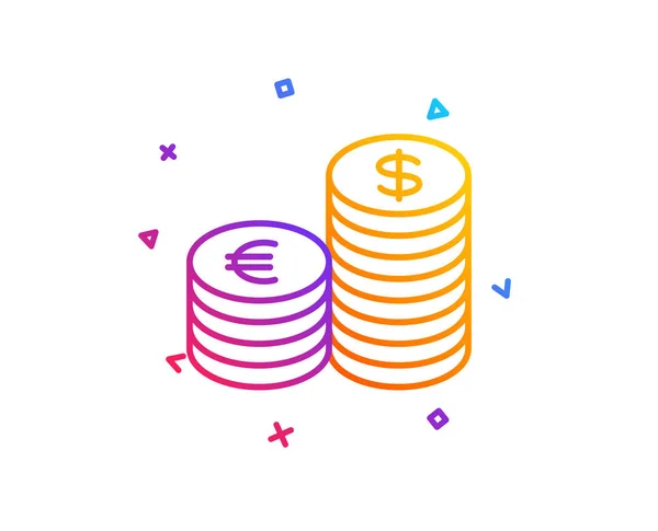 Ícone Linha Dinheiro Moedas Sinal Moeda Bancária Euro Dólar Símbolos — Vetor de Stock