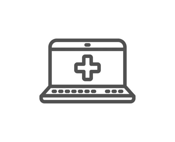 Ícone Linha Laptop Medicina Assinatura Ajuda Médica Online Elemento Aplicativo — Vetor de Stock