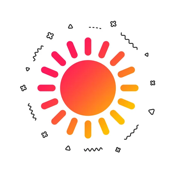 Sun Icon Sunlight Summer Symbol Hot Weather Sign Colorful Geometric — Stock Vector