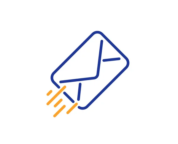 邮件传递行图标 消息对应符号 电子邮件符号 五颜六色的轮廓概念 蓝色和橙色细线颜色图标 电子邮件向量 — 图库矢量图片